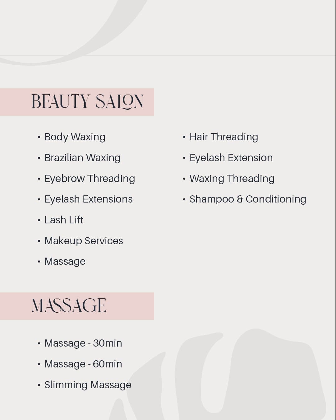 Salon Services Part 2